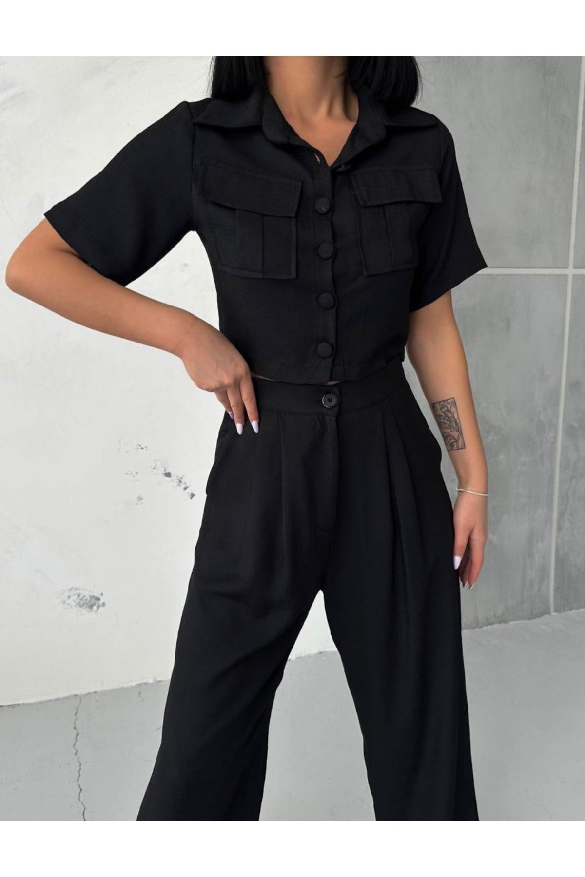 Lotus Keten Gömlek- Pantolon Trend İkili Takım