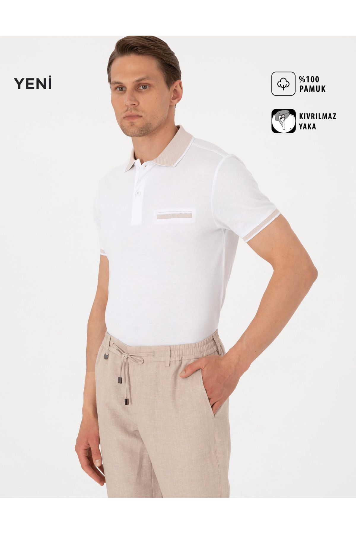Pierre Cardin Beyaz Slim Fit T-Shirt