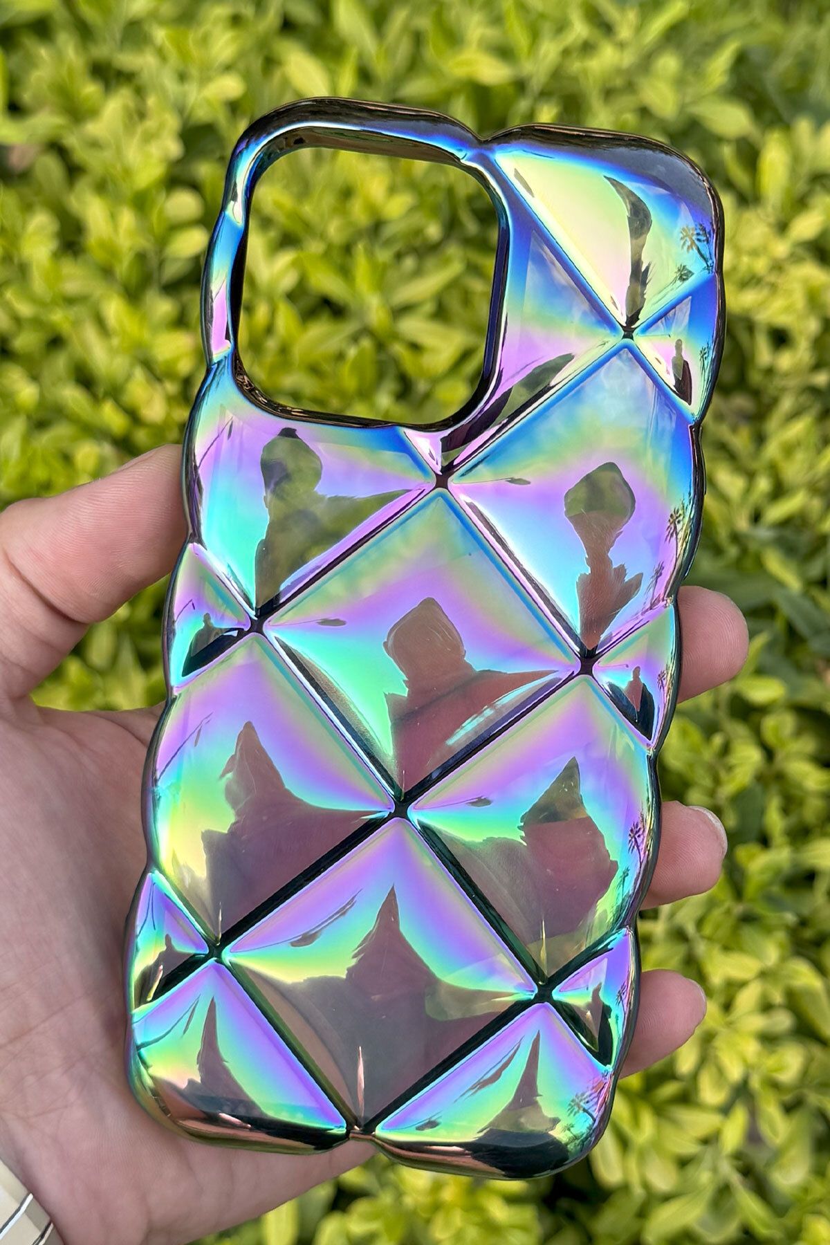 CEPSTOK Apple iPhone 14 Pro Max Kılıf Hologramlı Pofuduk Darbe Önleyici Silikon Kapak