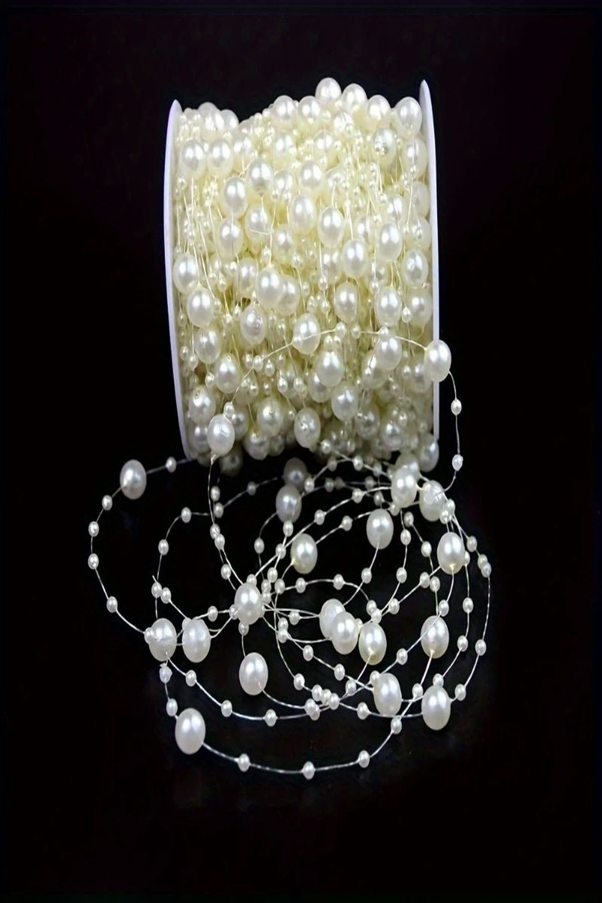 Massaltay Krem Misina İnci – 2 Metre, Takı ve Süsleme İçin Mükemmel