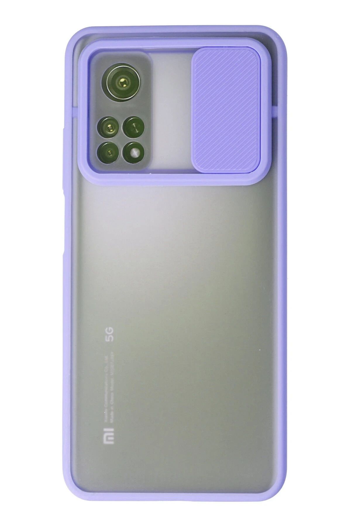 nerede bulurum Xiaomi Mi 10T Kılıf Palm Buzlu Kamera Sürgülü Silikon - Lila