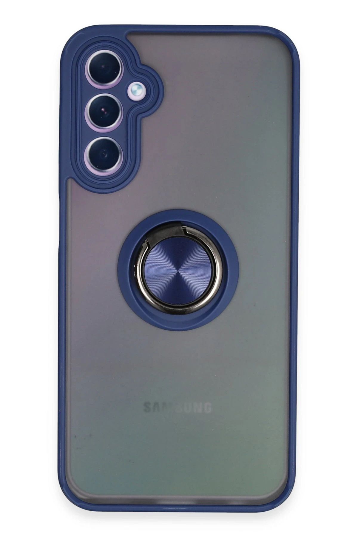 CepteToptan Samsung Galaxy A24 4G Kılıf Montreal Yüzüklü Silikon Kapak - Lacivert