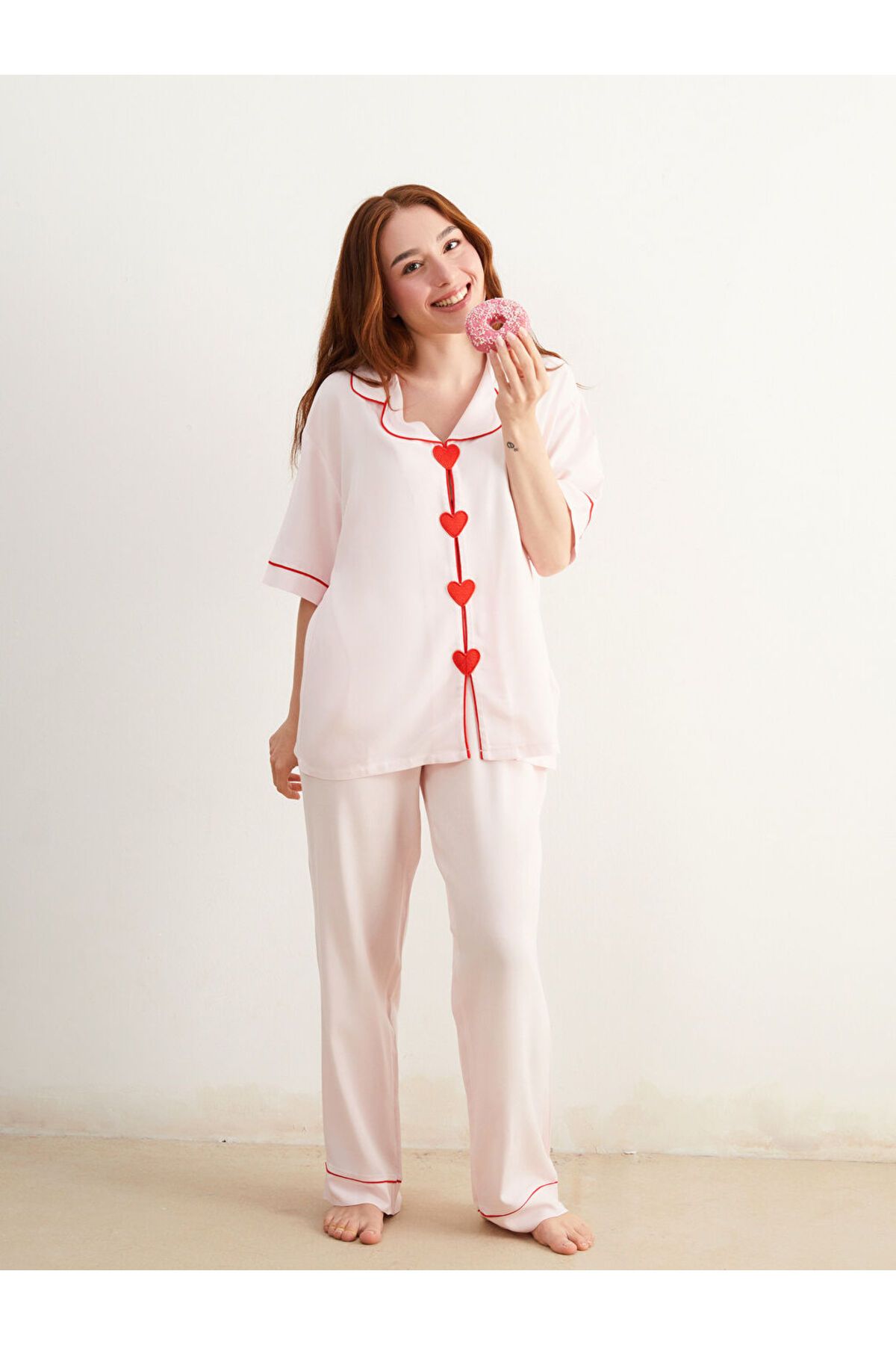 LC Waikiki Petite Gömlek Yaka Kadın Pijama Takımı
