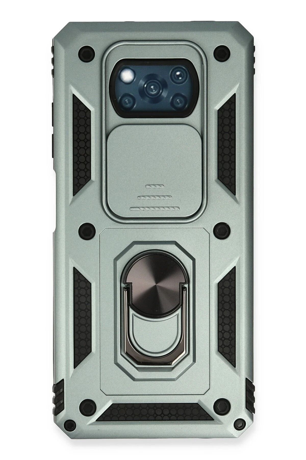 CepteToptan Xiaomi Pocophone X3 Kılıf Pars Lens Yüzüklü Silikon - Yeşil