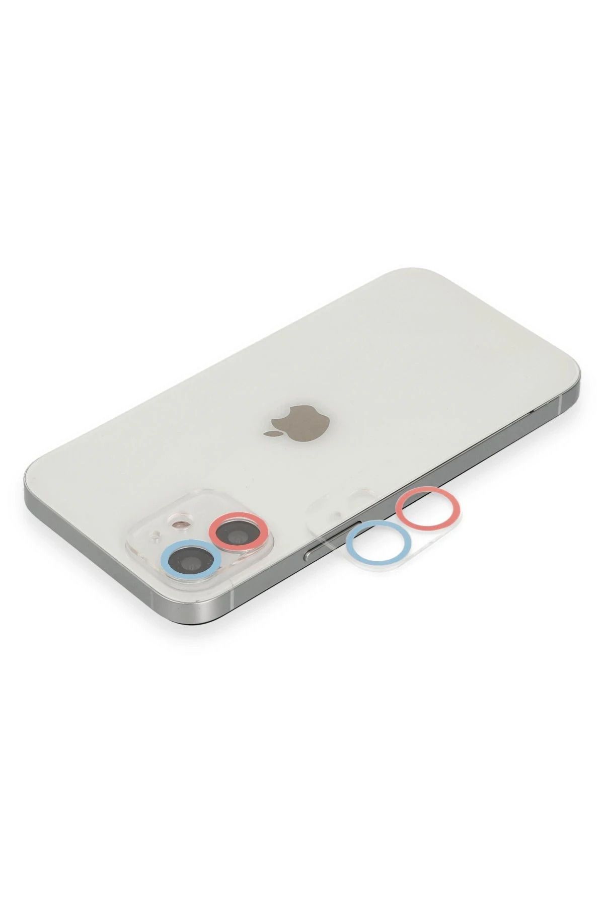CepteToptan iPhone 12 Mini Uyumlu Renkli Kamera Lens Koruma Cam - Pembe-Mavi