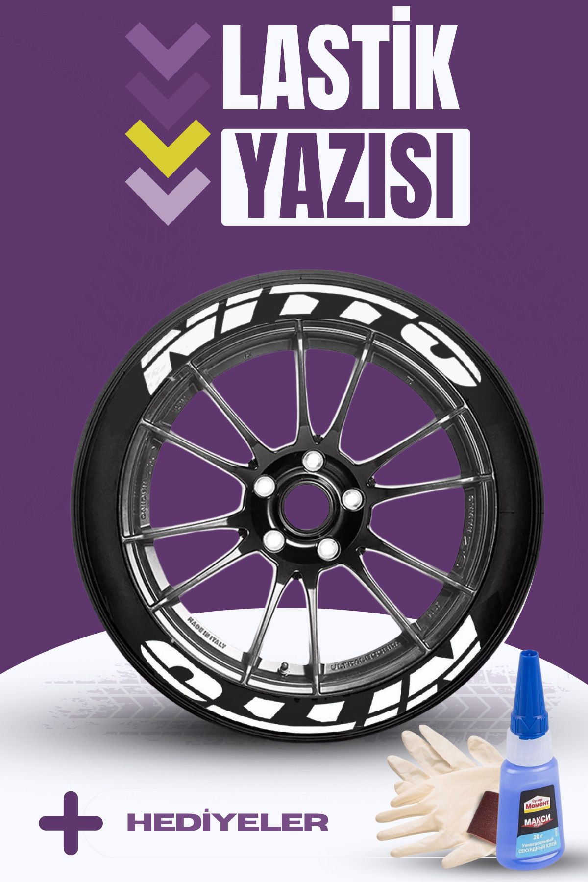 Baghes Nitto Motosiklet Ve Otomobil Araç 3d Oto Lastik Yazısı Sticker Arma Seti – 8 Adet