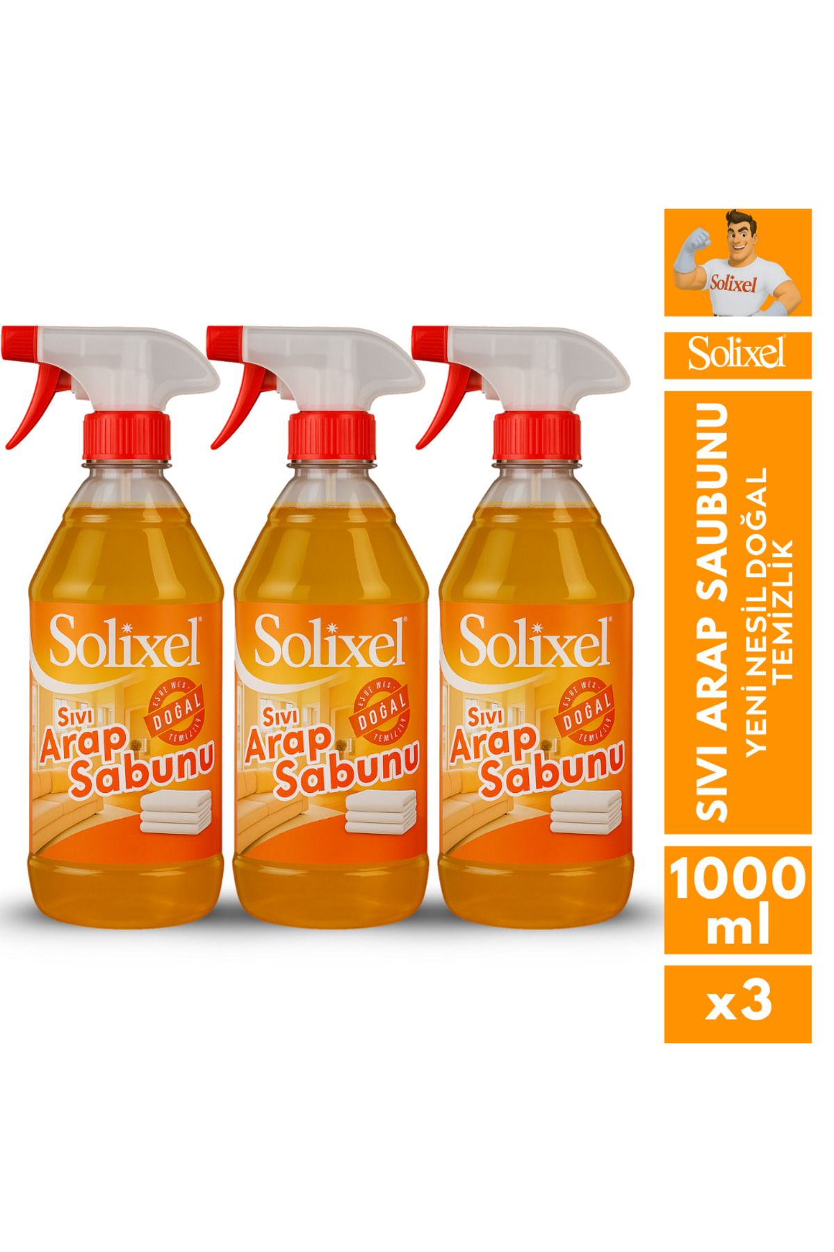 SOLİXEL Solixel Kıvamlı Sıvı Arap Sabunu 3 Adet 1 Litre Yeni Nesil Doğal Temizlik