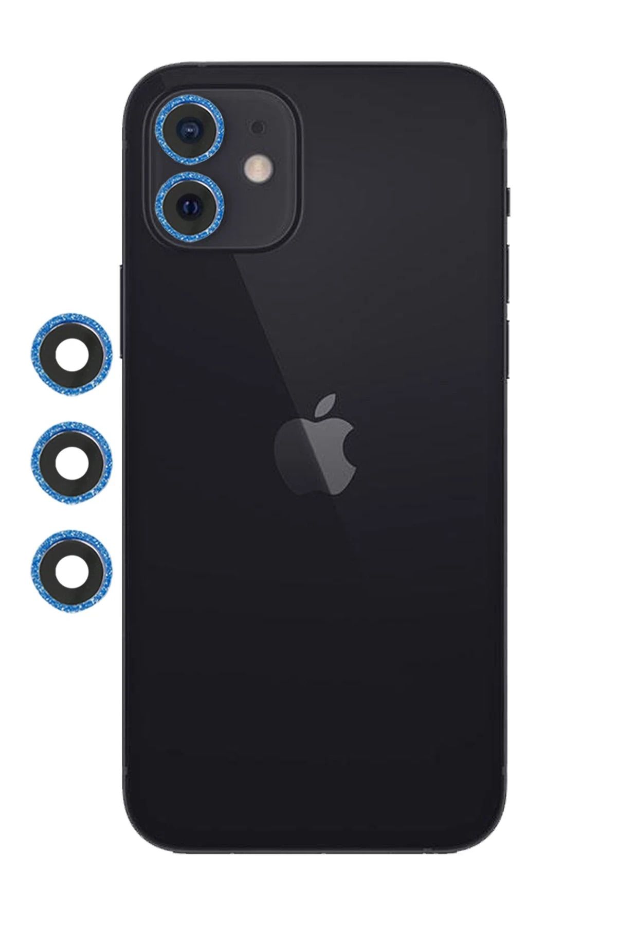 CepteToptan iPhone 12 Uyumlu Shine Kamera Lens - Mavi