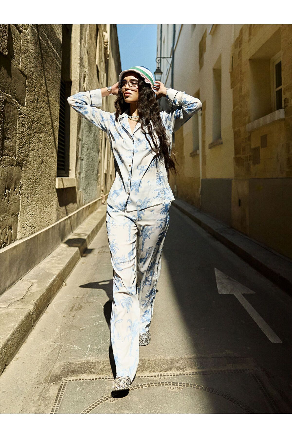 LC Waikiki Gömlek Yaka Desenli Kadın Pijama Takımı
