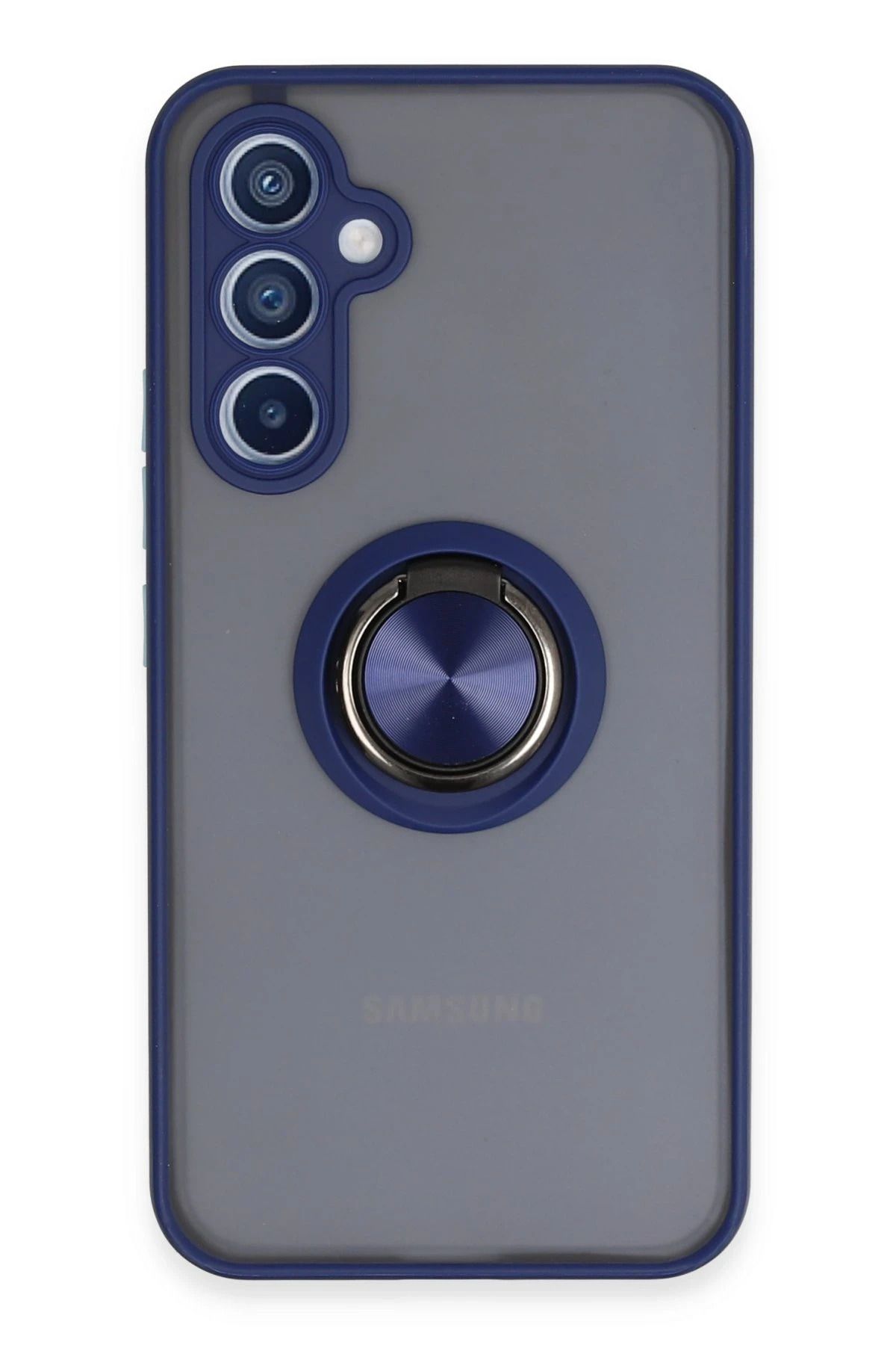 CepteToptan Samsung Galaxy A34 5G Kılıf Montreal Yüzüklü Silikon Kapak - Lacivert