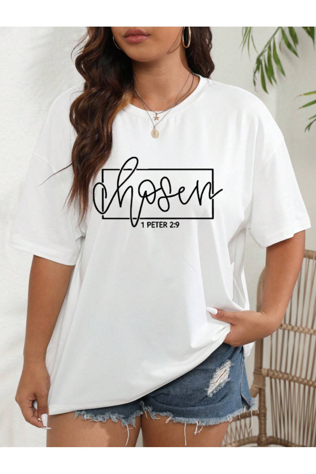 COHERENT Unisex Erkek/Kadın CHOSEN Özel Baskılı Oversize Pamuklu T-Shirt