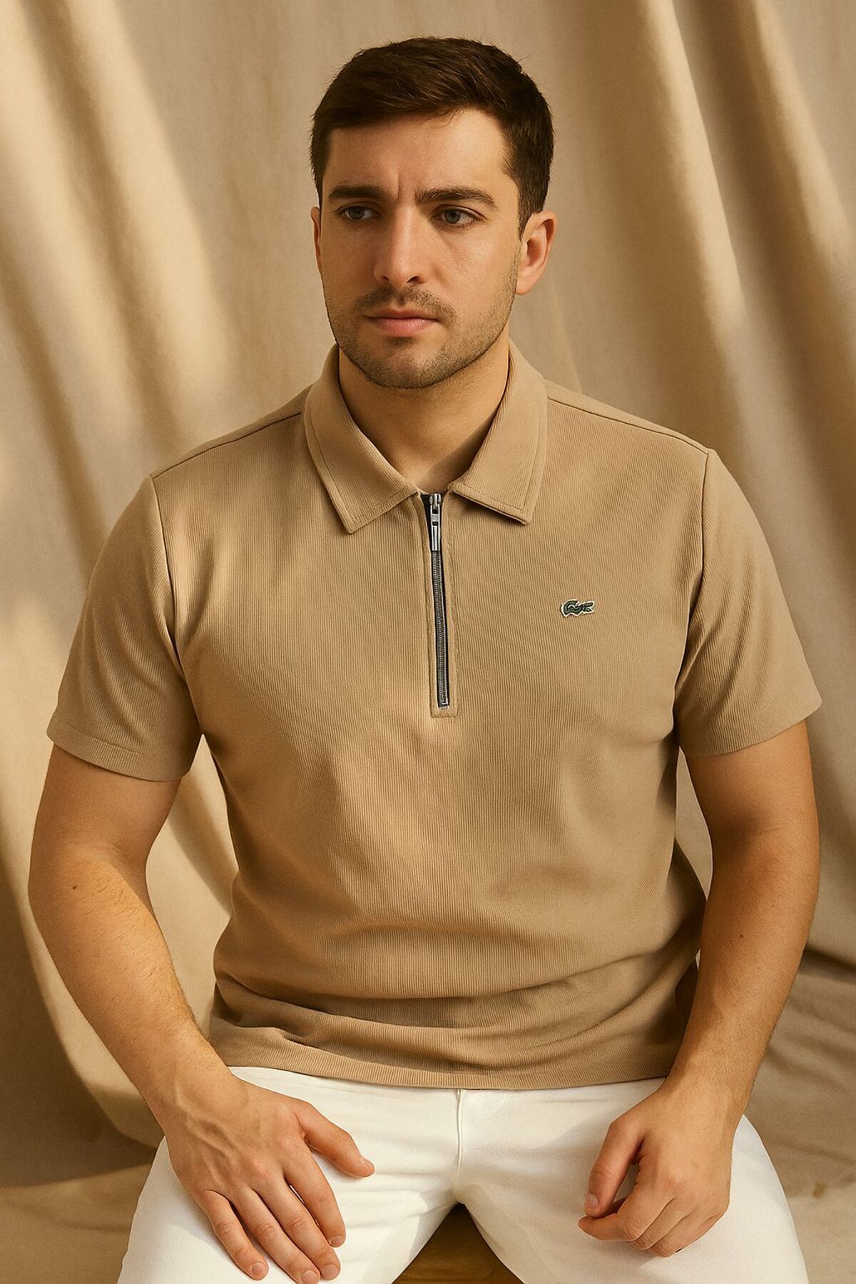 Butik Polo yaka fermuarlı erkek tişört