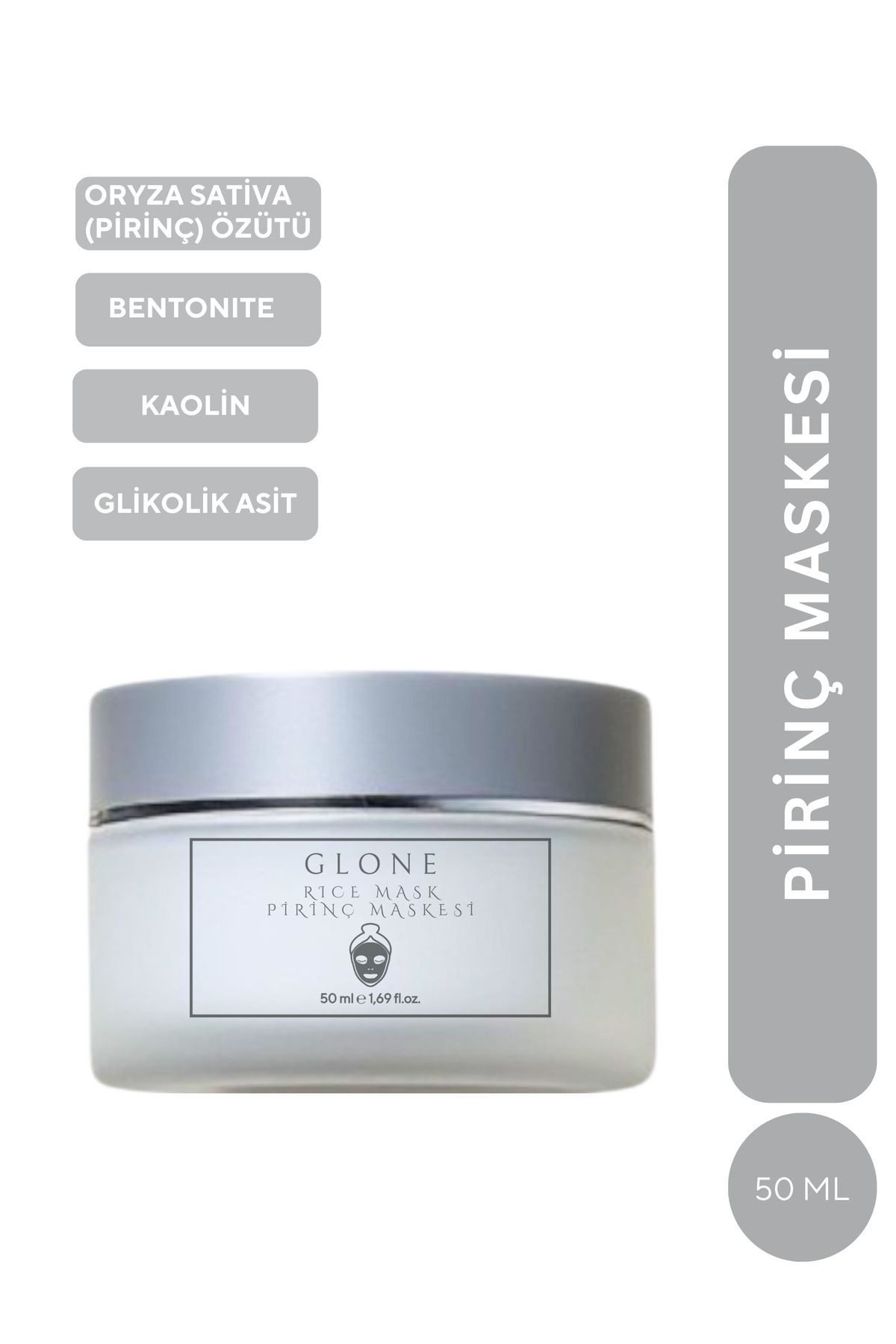 GLONE Pirinç Maskesi 50ml | Glycolic Acid, Panthenol & Oryza Sativa İçeren Arındırıcı ve Aydınlatıcı Maske