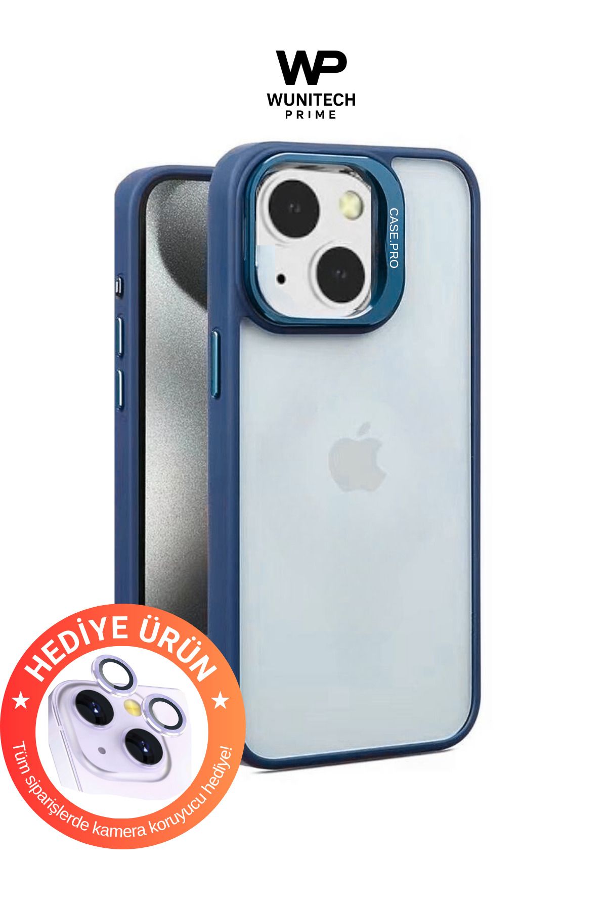 WUNİT Iphone 15 PRO MAX Uyumlu Kenarları Renkli Koruyucu Hediyeli Kılıf