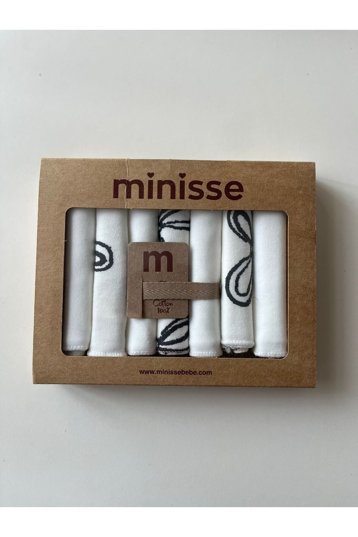 Minisse %100 Pamuk Yenidoğan Bebek Penye 7'li Ağız Mendili Set