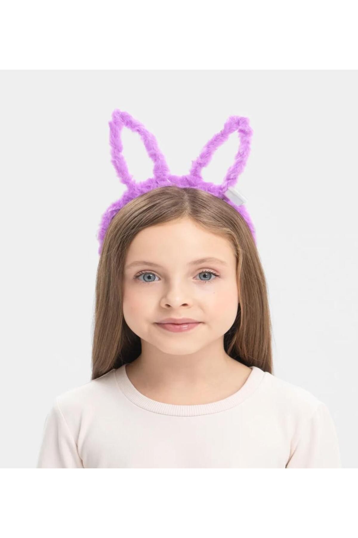 NW NessiWorld Nessiworld Led Işıklı Peluş Pofuduk Tavşan Kulak Tavşan Taç Lila 17X23 cm