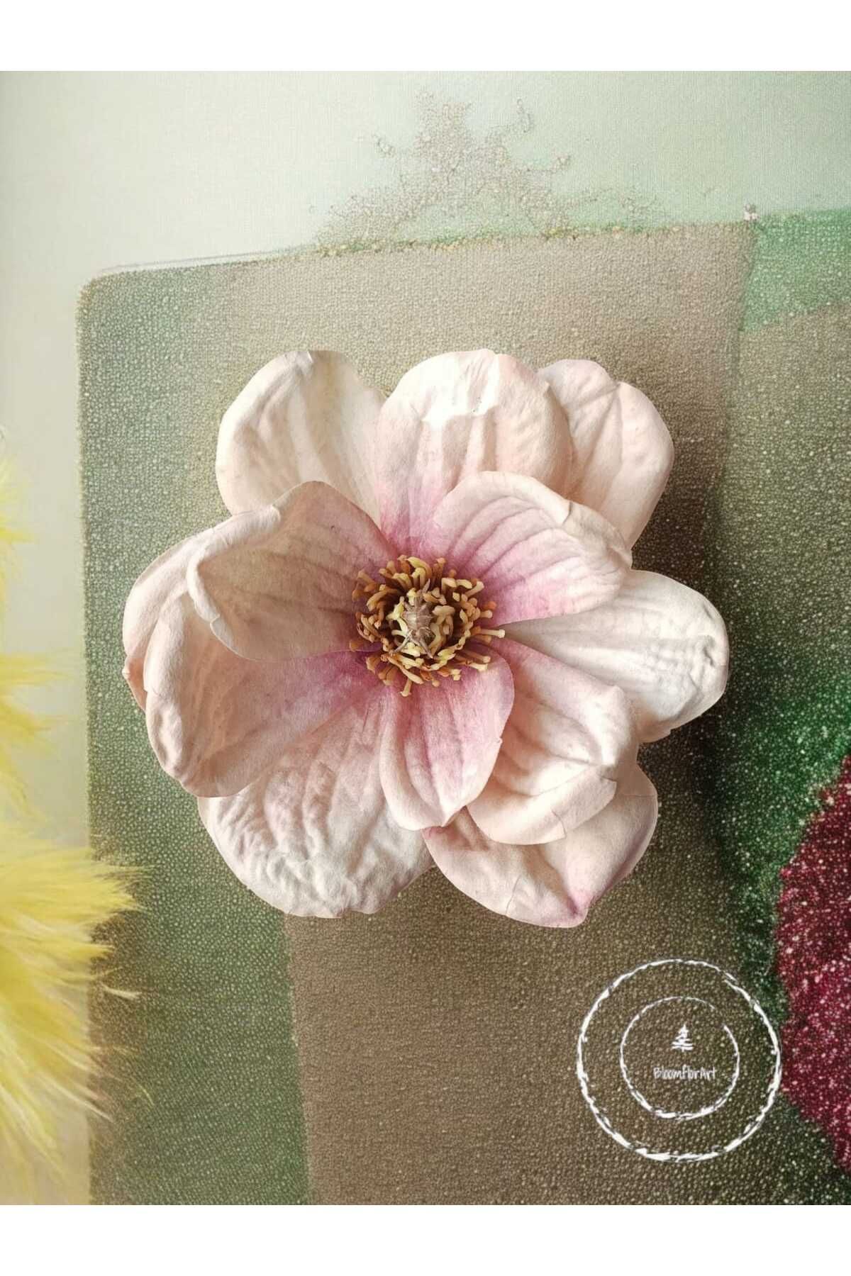 Bloomflorart Büyük Pembe Kumaş Çiçek Saç Tokası- Tarak Toka