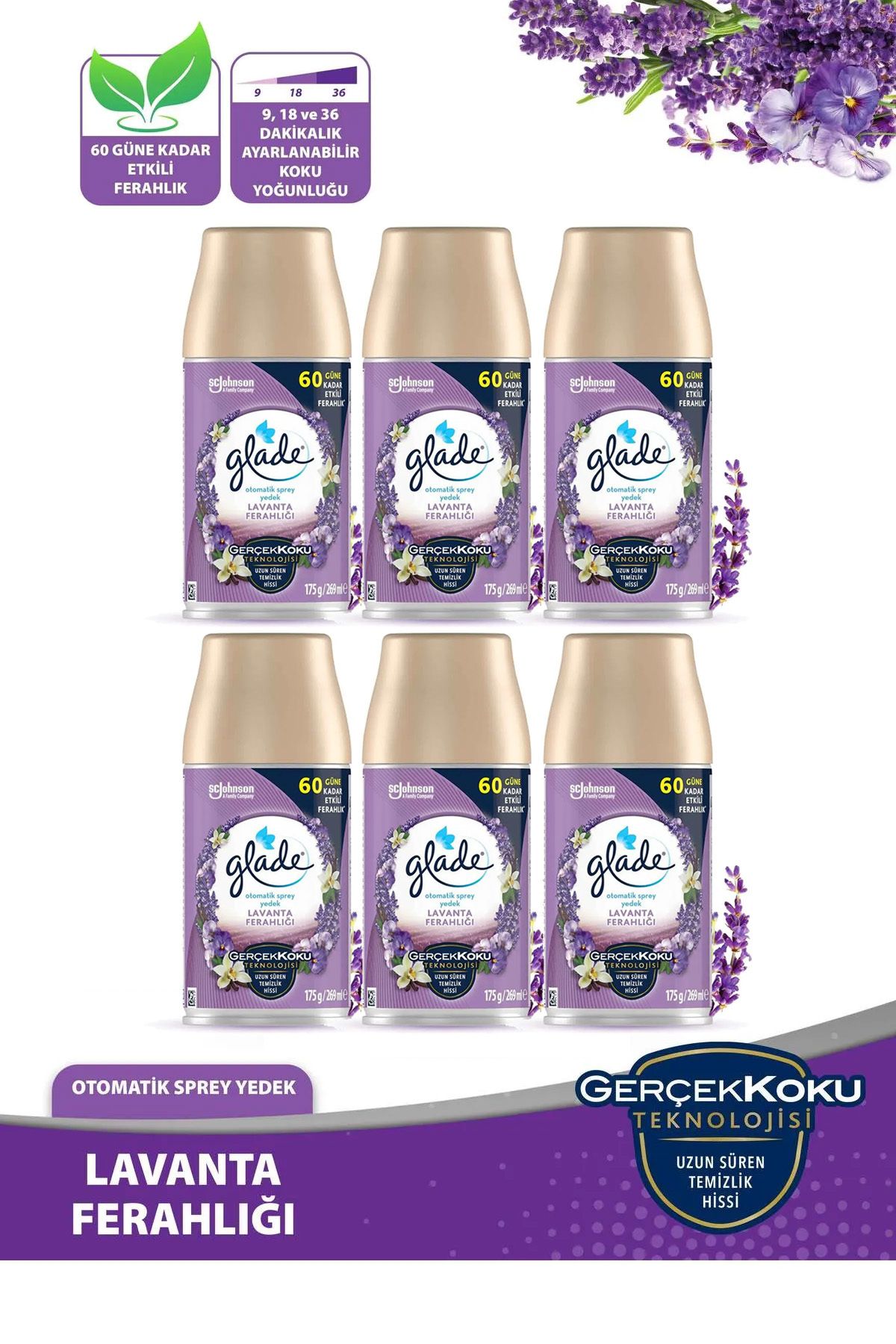 Glade Oda Kokusu Yedek Sprey Lavanta 6 x 269 ml./175gr.