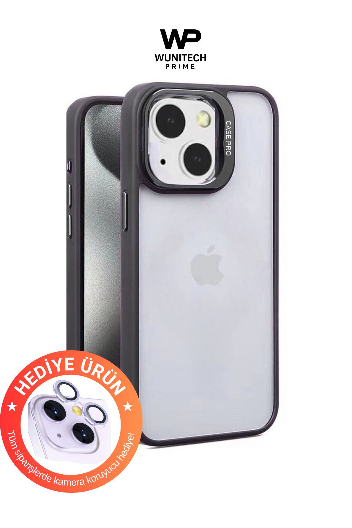 WUNİT Iphone 15 Uyumlu Kenarları Renkli Koruyucu Hediyeli Kılıf
