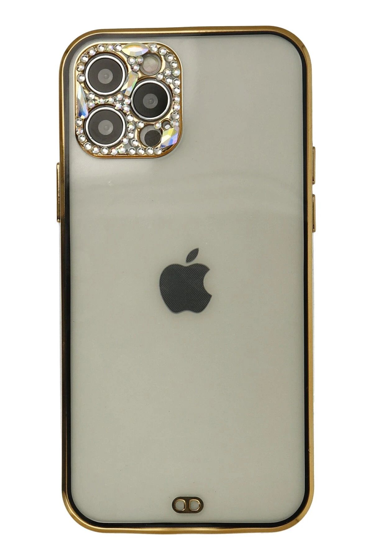 CepteToptan iPhone 12 Pro Max Kılıf Liva Taşlı Silikon - Siyah