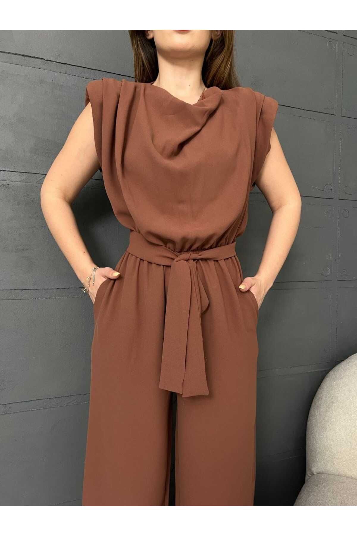 Butik Merrline Kadın Premium Vatkalı Crep Tulum