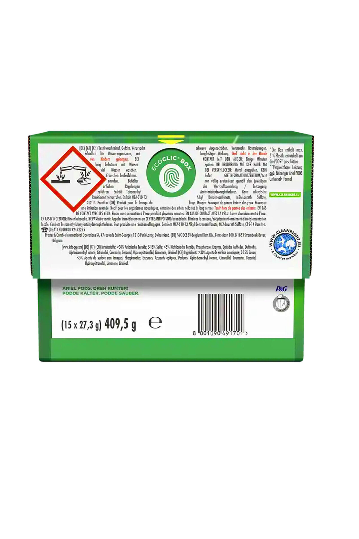 Ariel-4x Ariel Allin1 Capsule Detergent de rufe universal 15 spălări Rufe curate 3