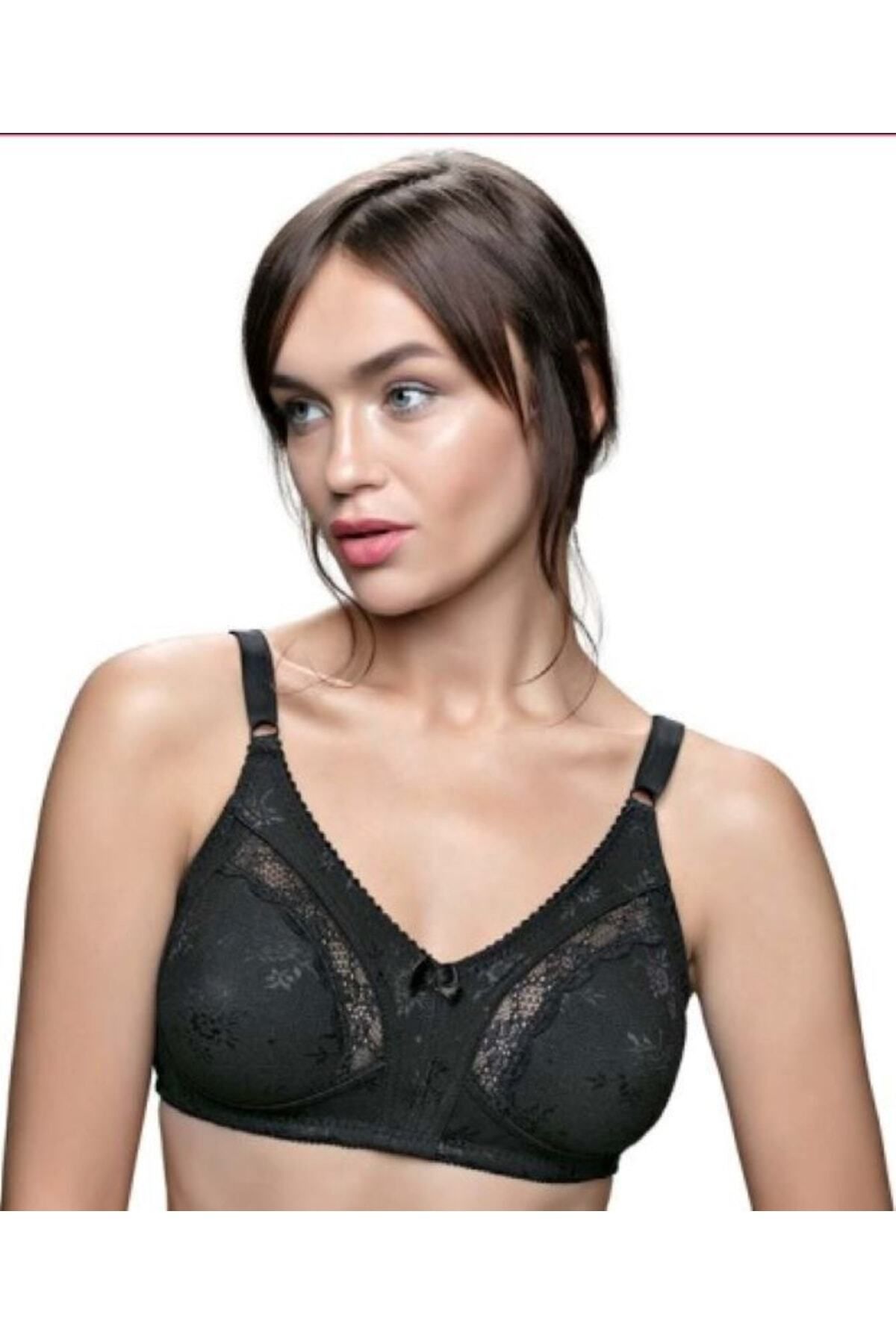 Wild Wake Siyah Toparlayıcı Cherry Dantel Detaylı Minimizer Kadın Sütyen
