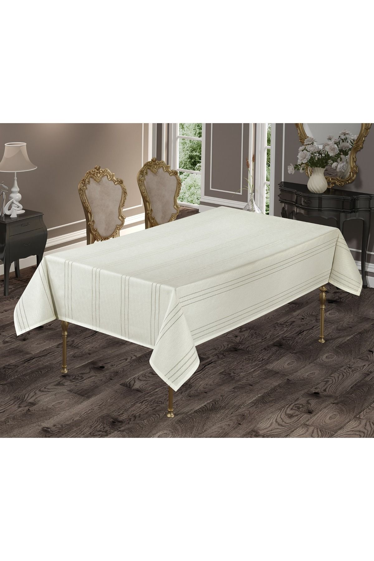 Çeyizci Sade Krem Renk Masa Örtüsü 160 x 220 cm. Tablecloth