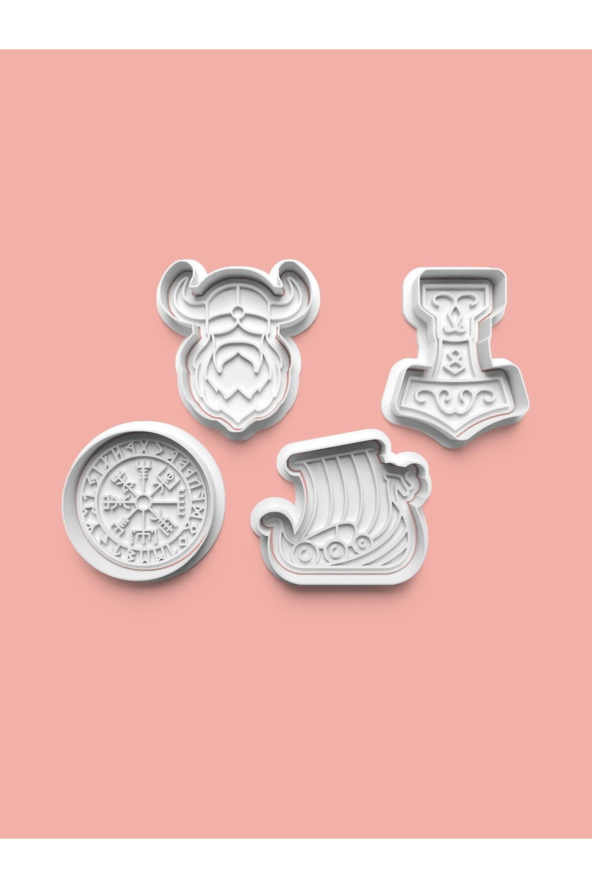 AKTASTORE Viking Kurabiye Kalıbı Ve Şeker Hamuru Kalıbı 4'lü set