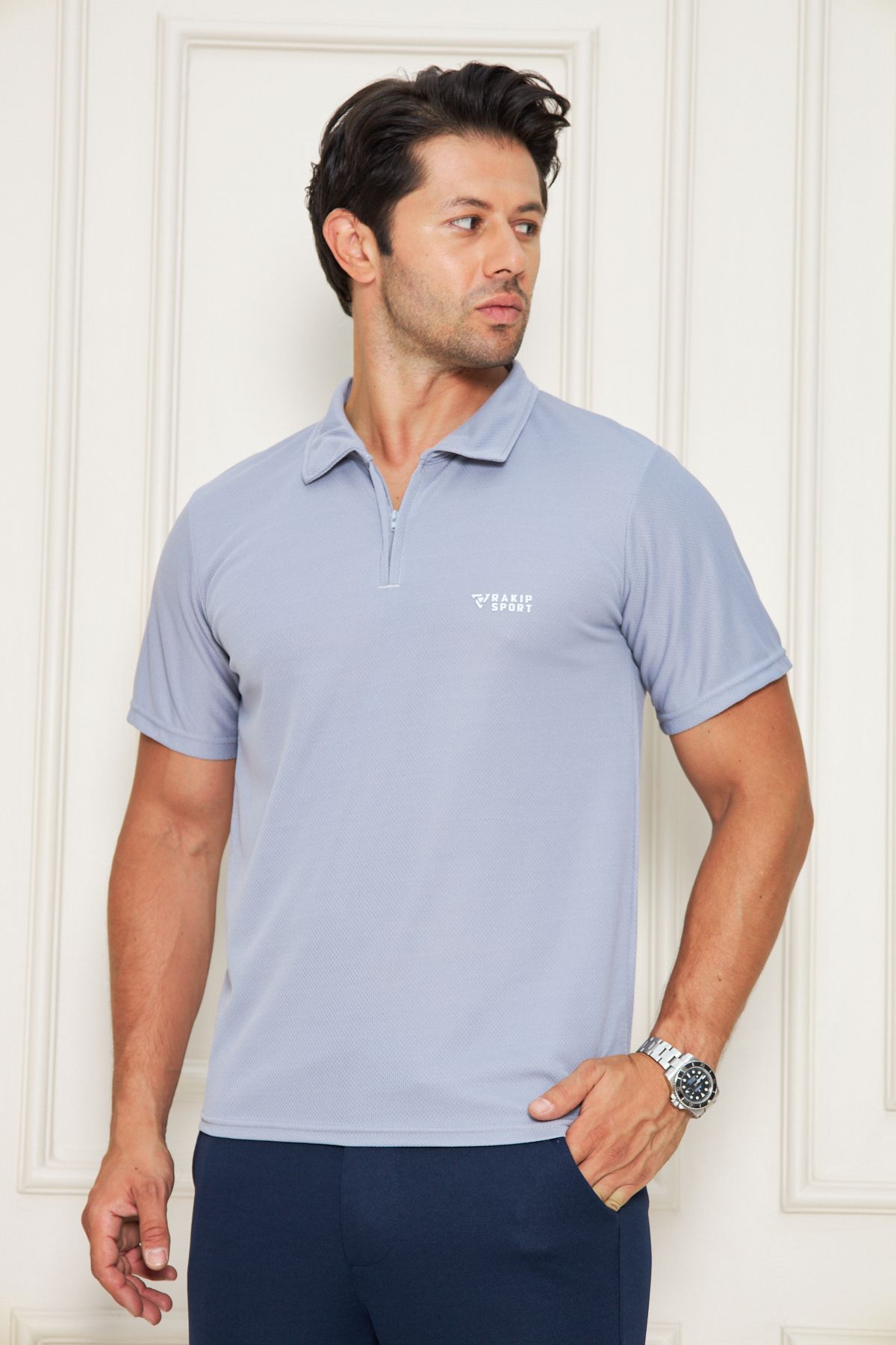 RAKİP Erkek Polo Yaka Rahat Hava Alabilen Kumaş Slim Fit Kesim Polyester Rakip