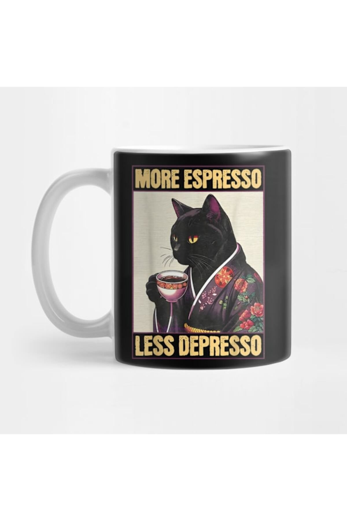 Pixxa More Espresso Less Depresso Kimono Kedi - Komik Kupa Bardak