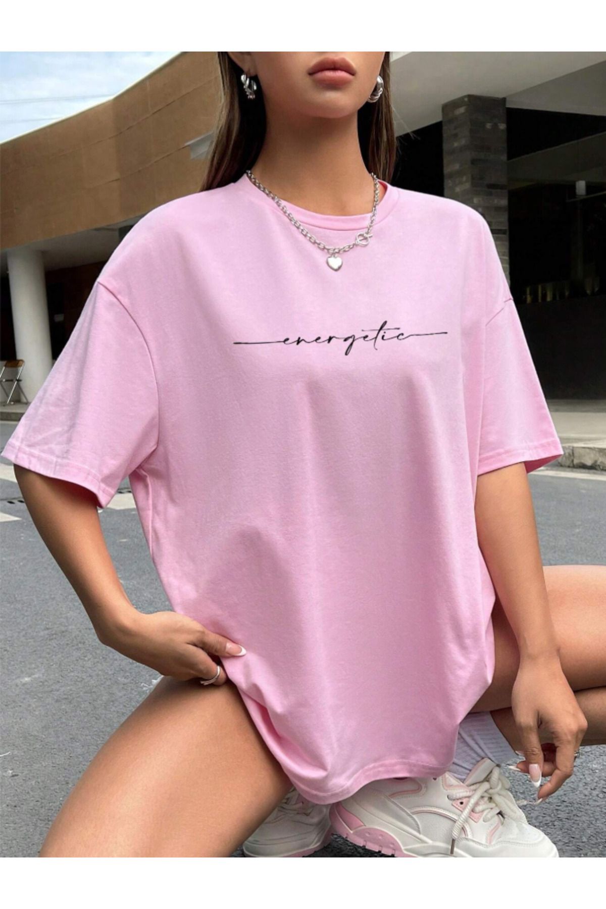 COHERENT Unisex Erkek/Kadın ENERGETIC Özel Baskılı Oversize Pamuklu T-Shirt