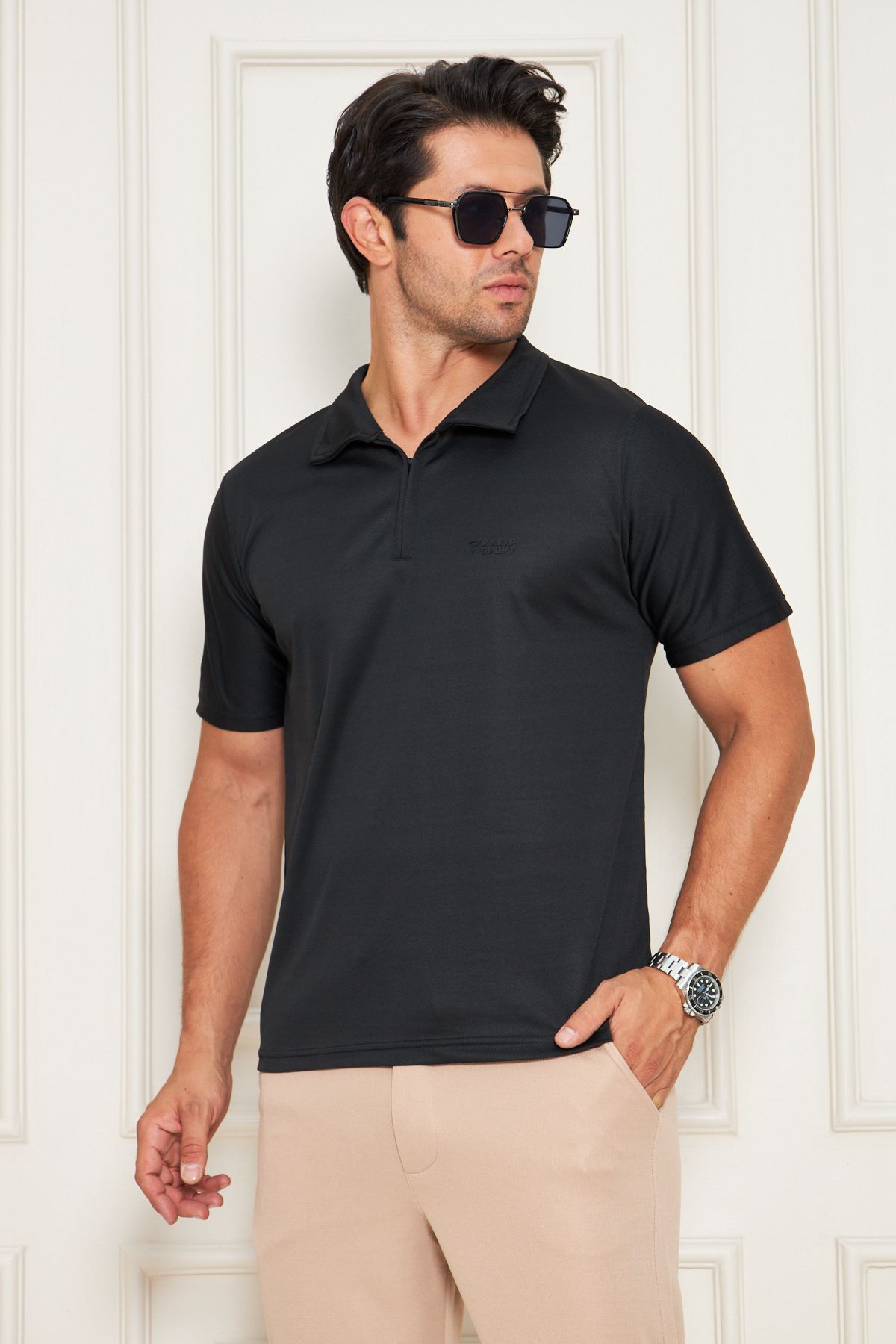 RAKİP Erkek Polo Yaka Rahat Hava Alabilen Kumaş Slim Fit Kesim Polyester Rakip