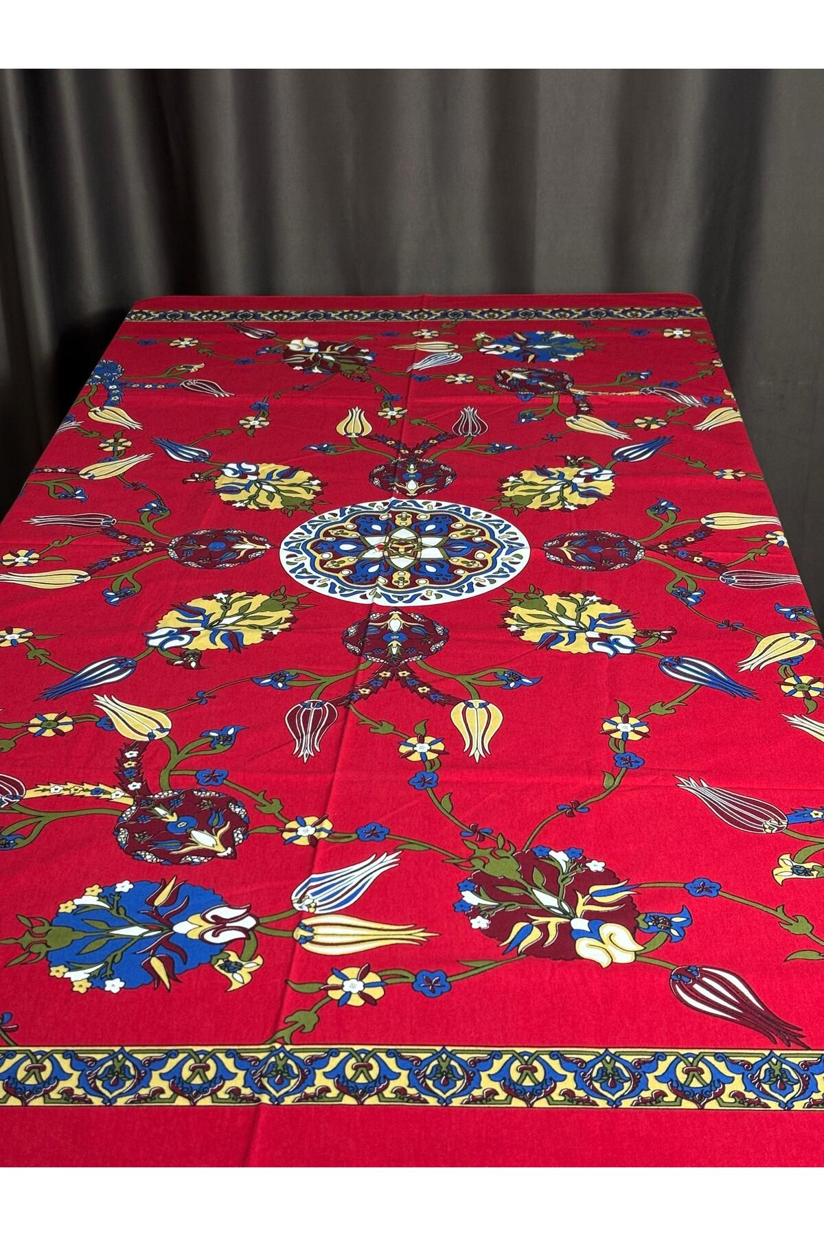 Sobe Hediyelik-Red Ethnic Patterned Tablecloth – 170X170 Cm, Colorful, Stylish and Useful Square Tablecloth 2