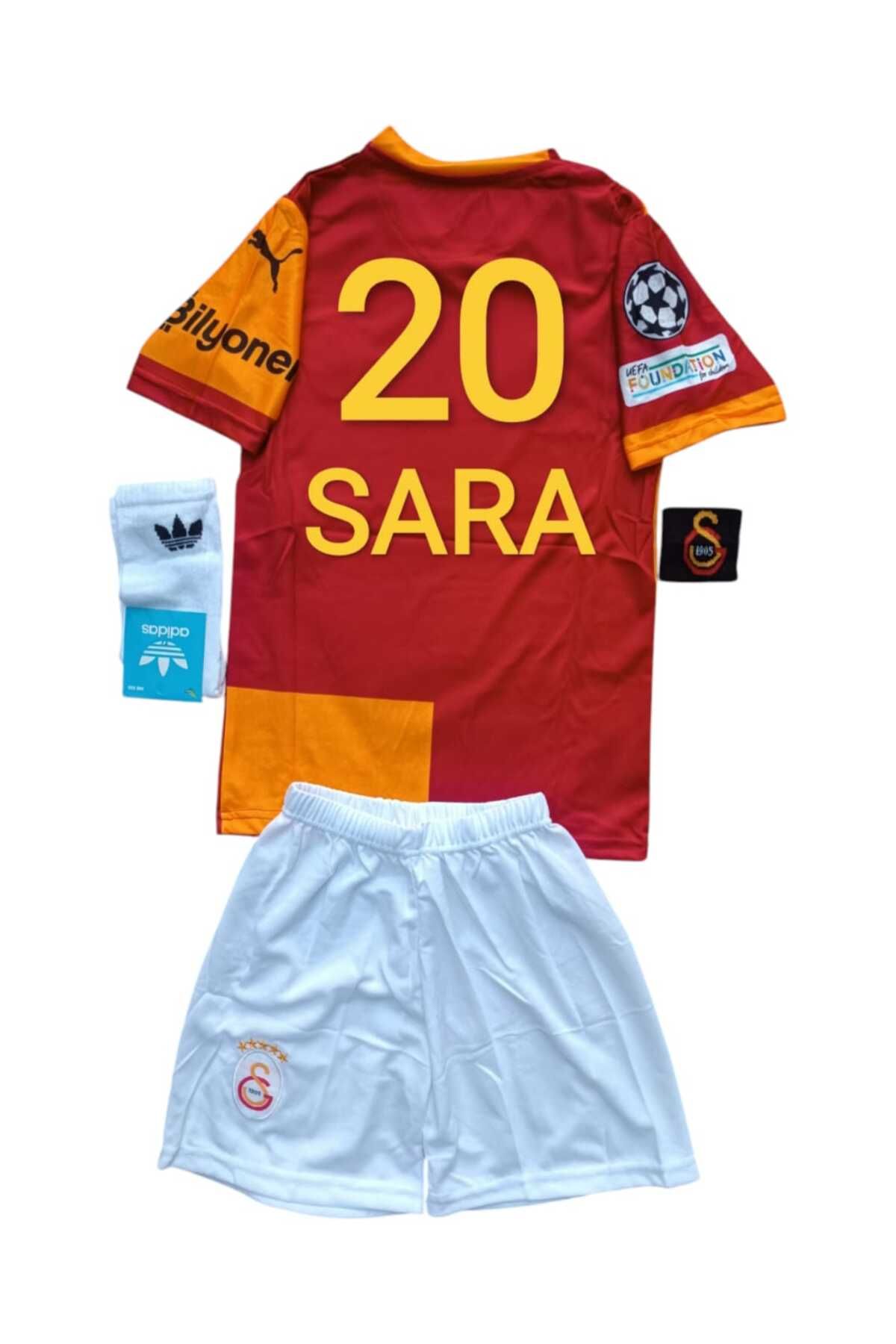 Marka Extra GALAtAsArA'y- 5 YILDIZLI 2024.2025 ÇOCUK Futbol Forması SARA 20 PARÇALI 4.LÜ SET