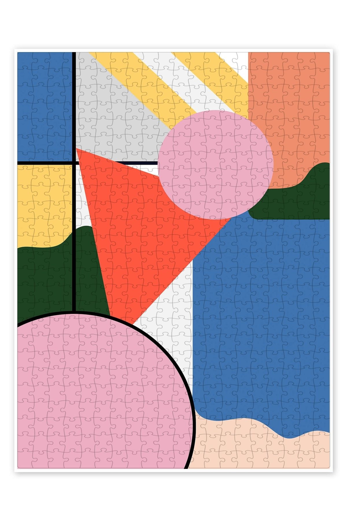 Jeronkarji Mondrian Bauhaus Şekiller 500 Parça Puzzle Yapboz Bohem Soyut Sanat Temalı