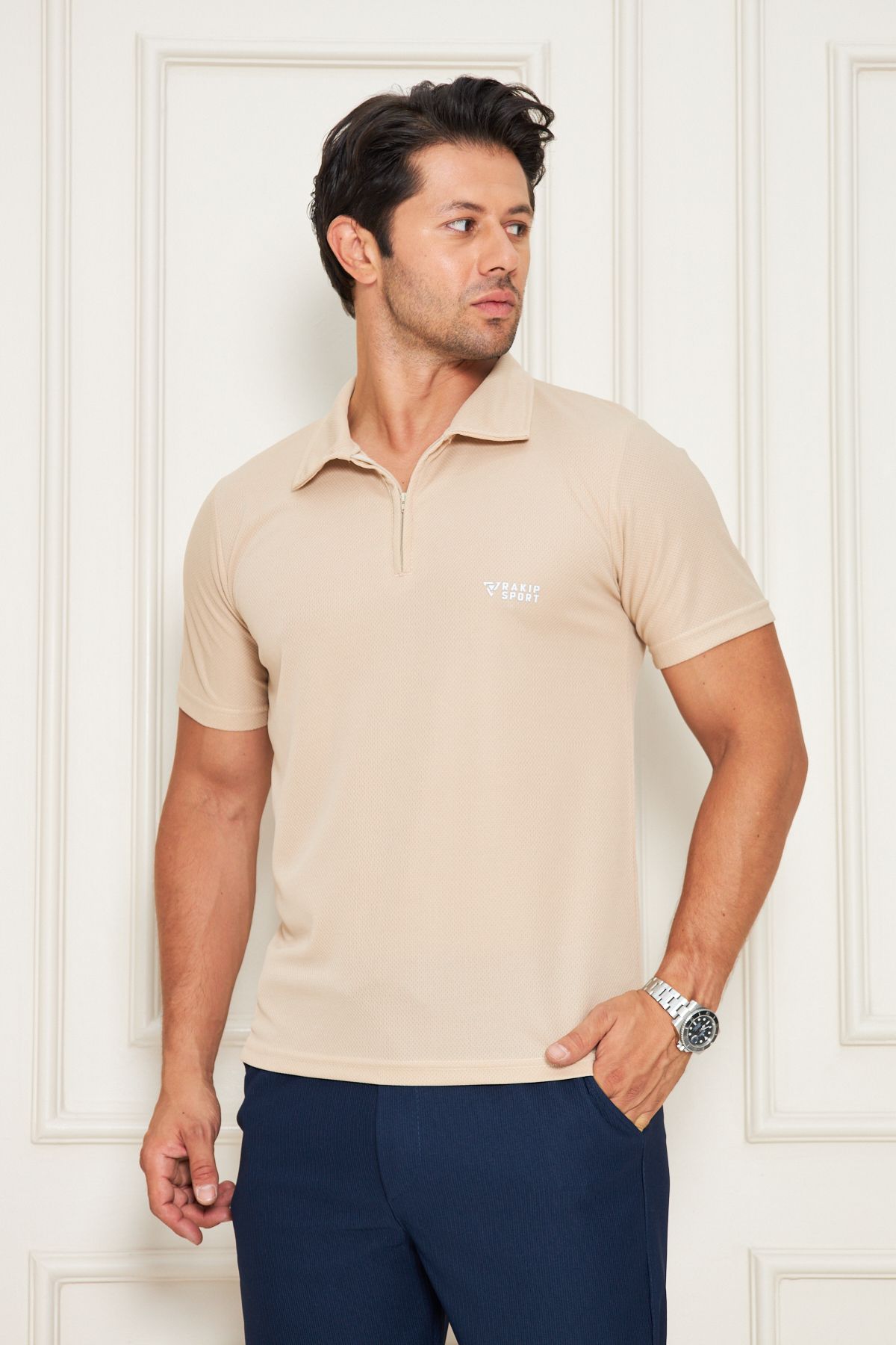 RAKİP Erkek Polo Yaka Rahat Hava Alabilen Kumaş Slim Fit Kesim Polyester Rakip