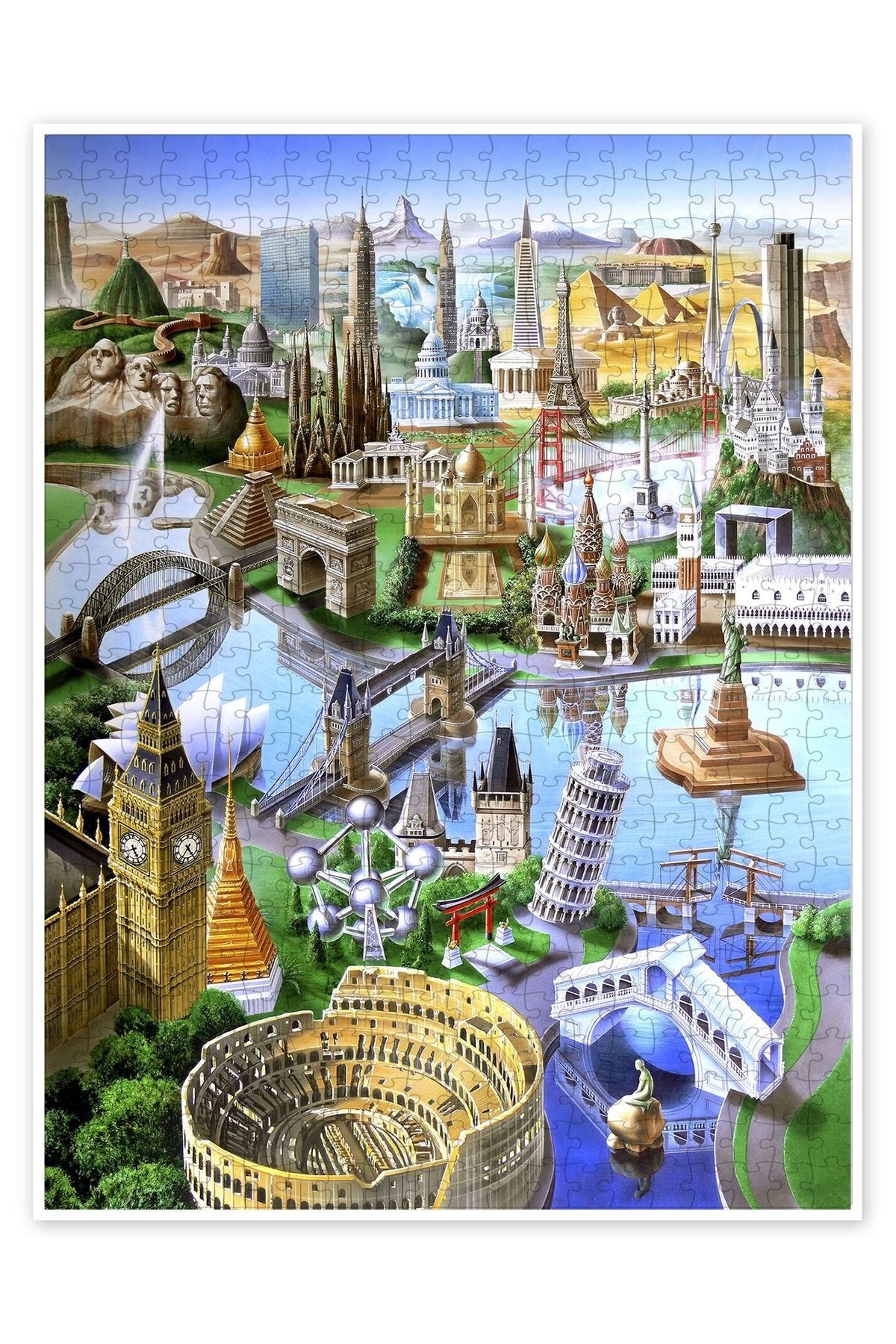 Jeronkarji Dünya'nın Simgeleri 500 Parça Puzzle Yapboz Şehir Manzara Temalı Hobilik