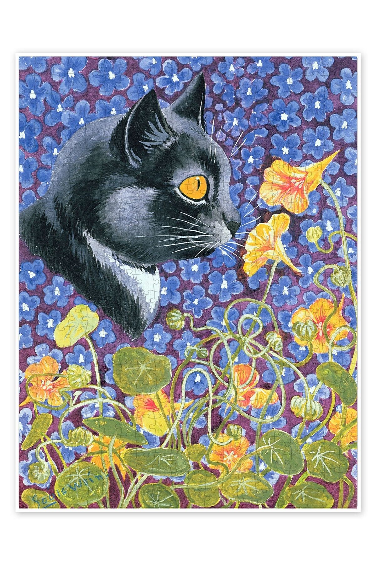 Jeronkarji Çiçek Denizinde Bir Kedi 500 Parça Puzzle Yapboz Kedi Köpek Temalı Doğa ve Orman Hayvanları