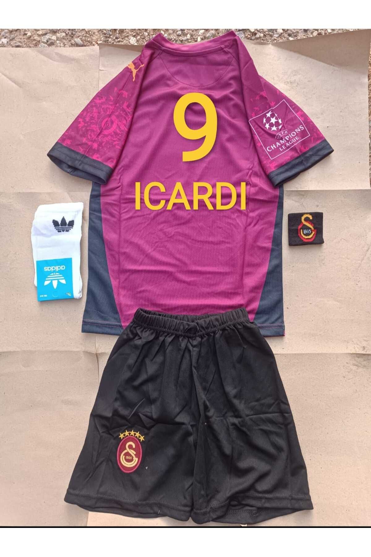Marka Extra GALAtAsArA'y- 5 YILDIZLI 2024.2025 ÇOCUK Futbol Forması İ'CARDİ 9 BORDO 4.LÜ SET