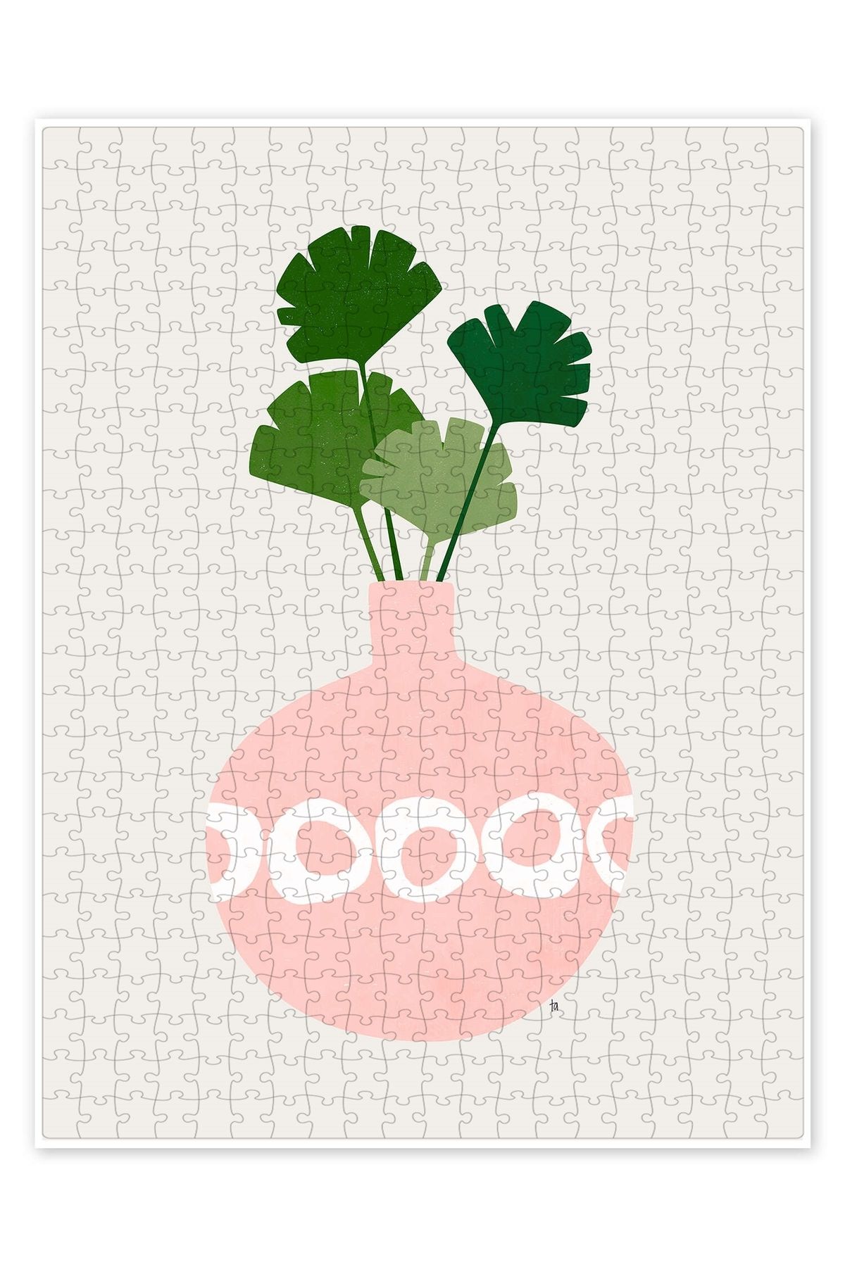 Jeronkarji Pembe Vazoda Eğrelti Otları 500 Parça Puzzle Yapboz Bohem Soyut Sanat Temalı