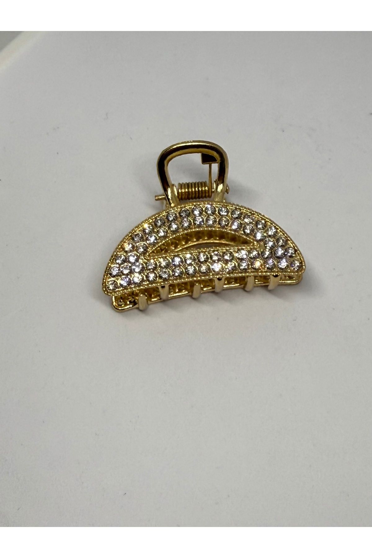 Gulsah's Store Metal taşlı yarım ay gold mandal toka
