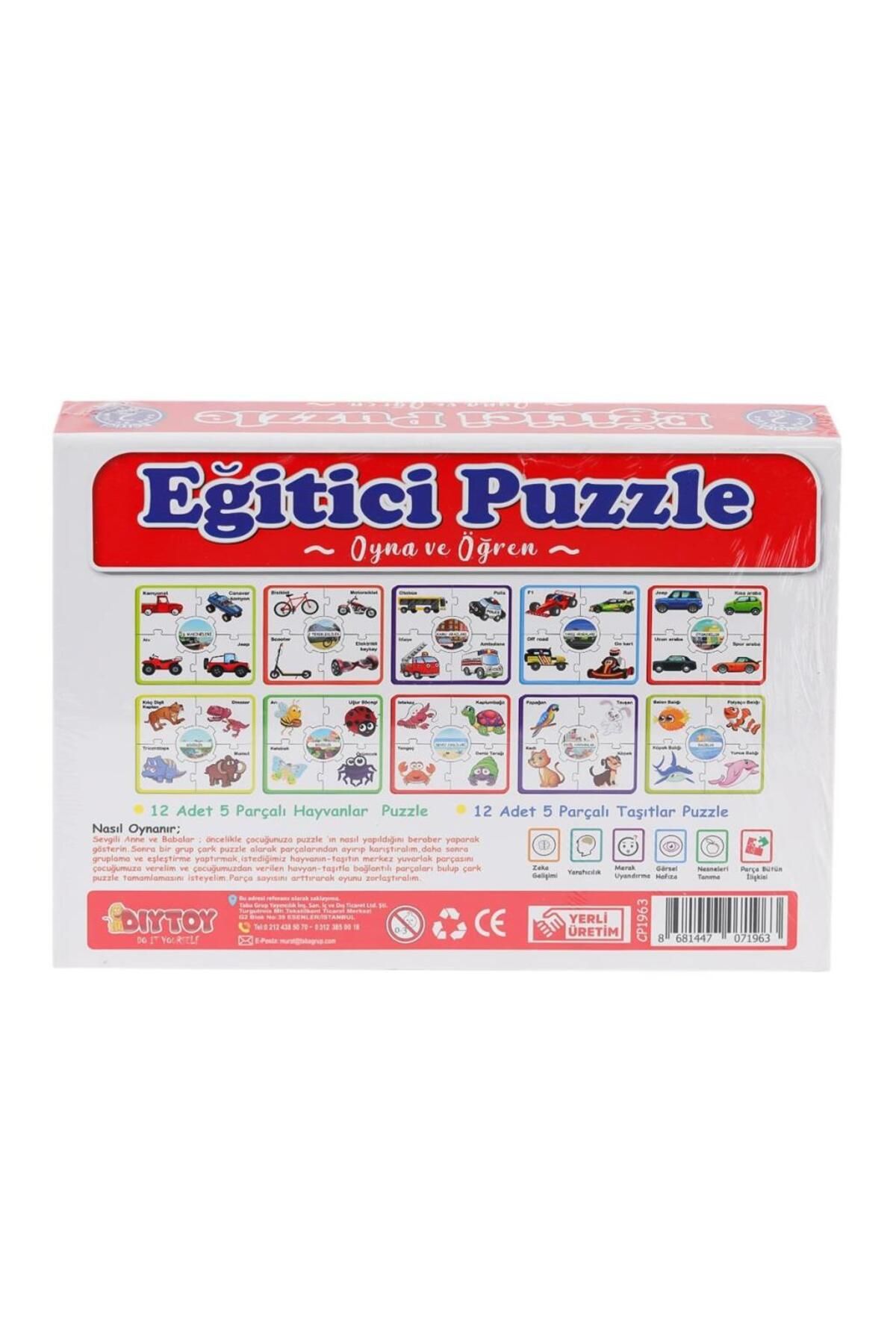 NW NessiWorld Nessiworld 7196 Çark Puzzle Hayvanlar Taşıtlar 60 Parça -Dıytoy