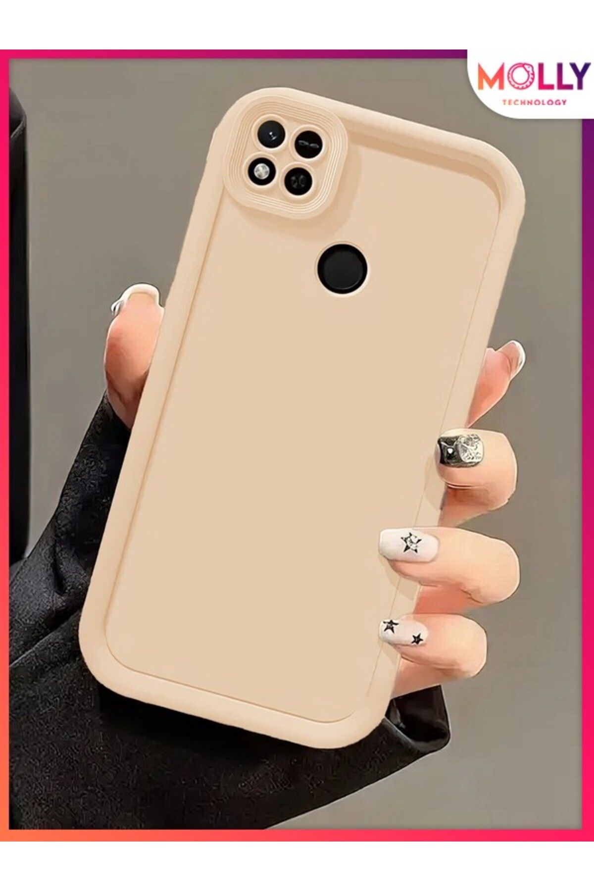 Molly Xiaomi Redmi 9C İçin Bej Kenarları Kalın Pan Silikon Kılıf
