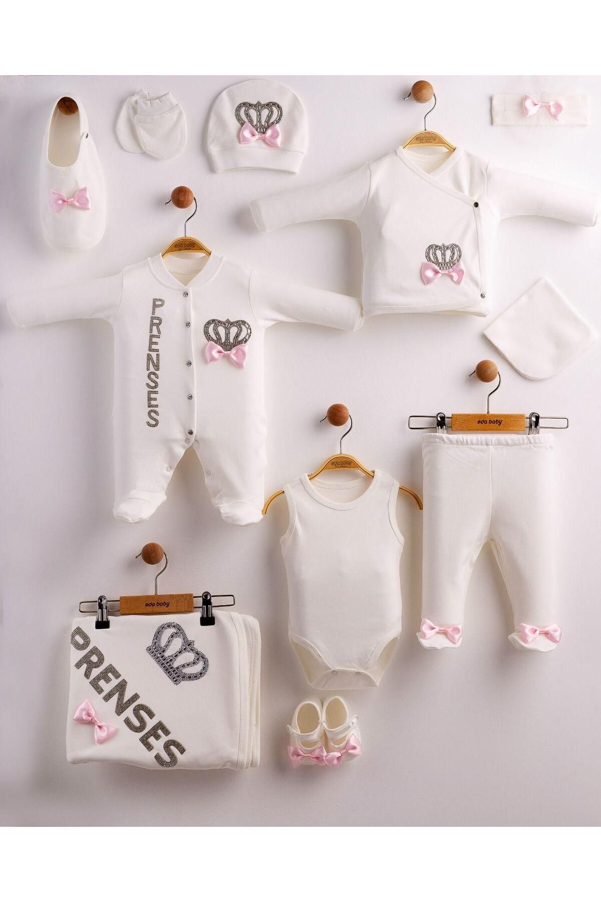 yuga kids Taçlı Prenses Yazılı Beyaz 11'li Hastane Çıkışı