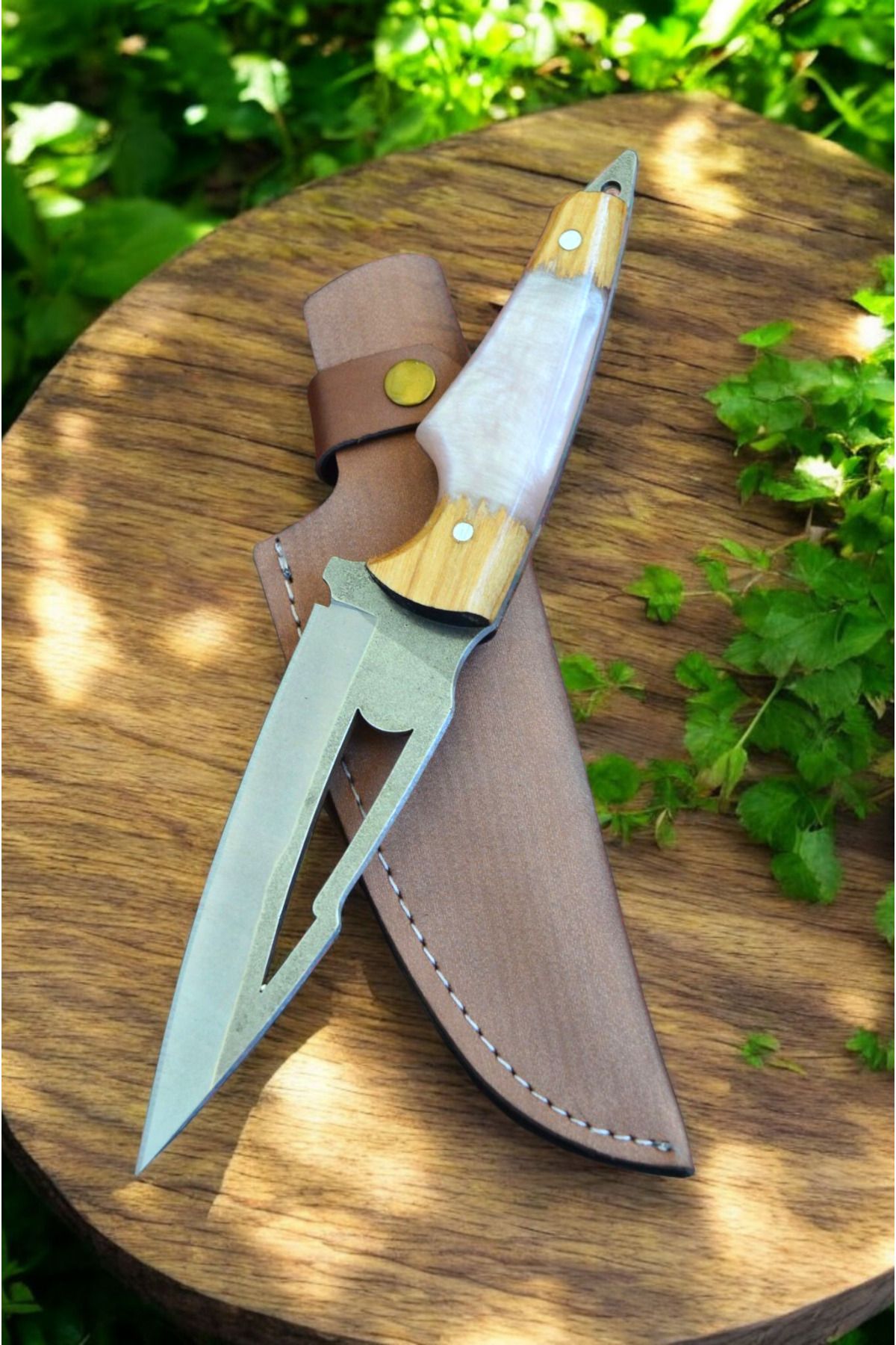 MERTCAN KNİFE 26 cm epoksi ahşap kabze outdoor av ve kamp bıçağı mutfak bıçağı çakı kasap et bıçağı