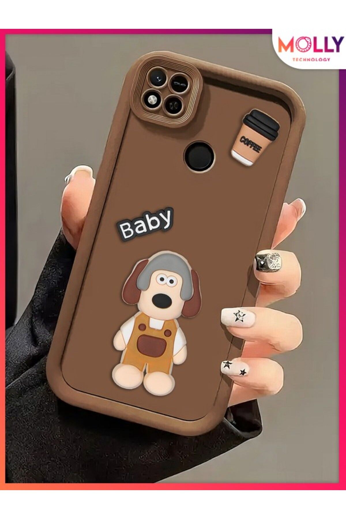 Molly Xiaomi Redmi 9C Için Fallow Kenarları Kalın 3d Kabartmalı Sevimli Dog Gromit Silikon Kılıf
