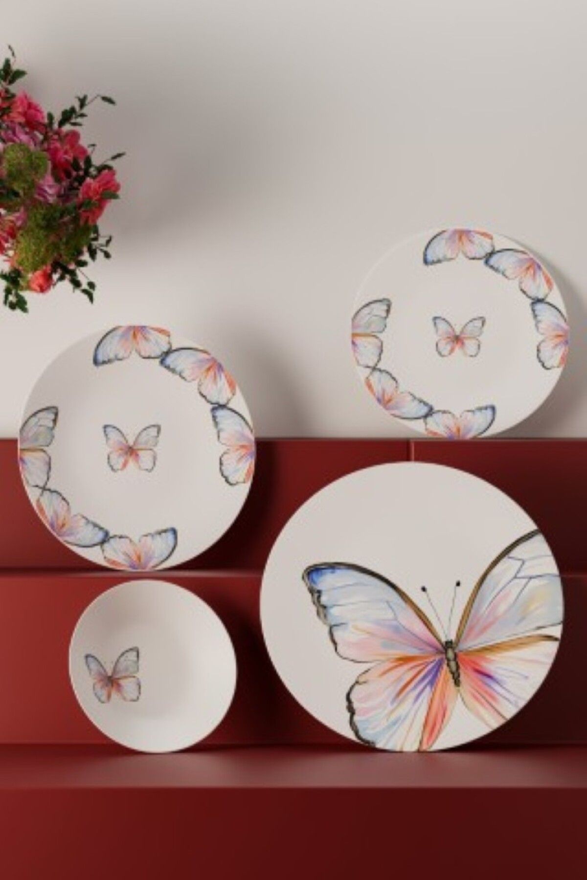 DsHome DS HOME Butterfly 24 Parça Porselen Yemek Takımı