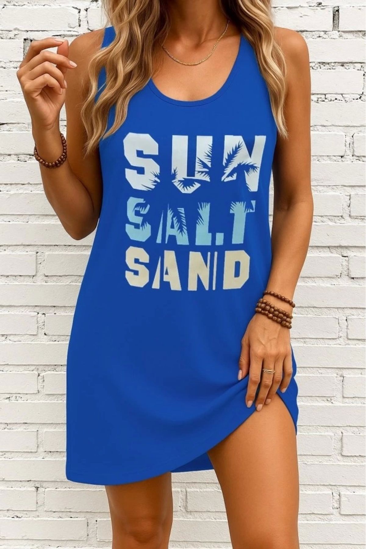 Butik Kadın Askılı Yuvarlak Yaka Viskon Elbise