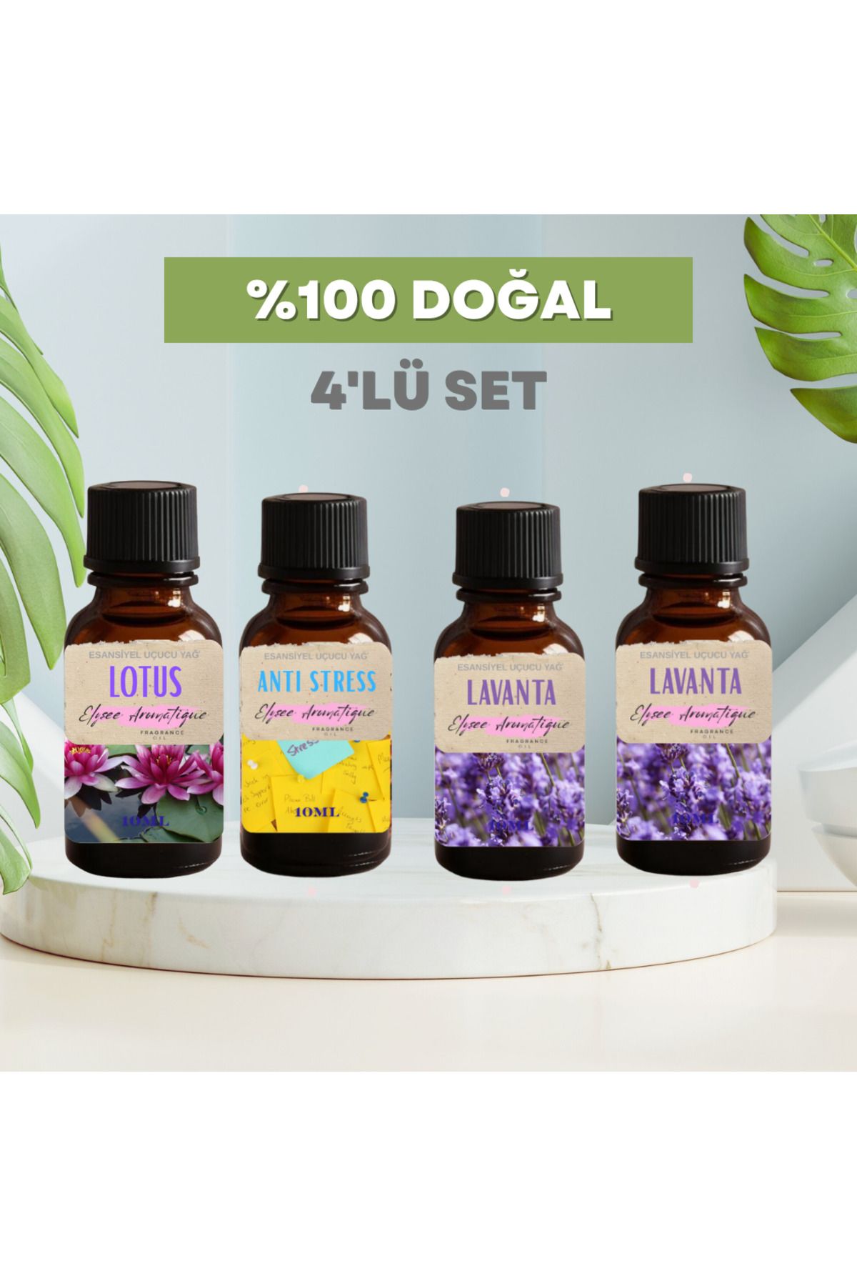 Elysee Aromatique 4'lü Set Esansiyel Uçucu Koku Yağı Difüzör Esansı Buhurdanlık Yağı Aromaterapi Yağı